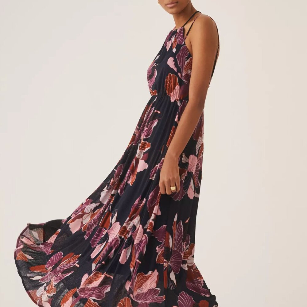 Anthropologie Tiered Halter Maxi Dress